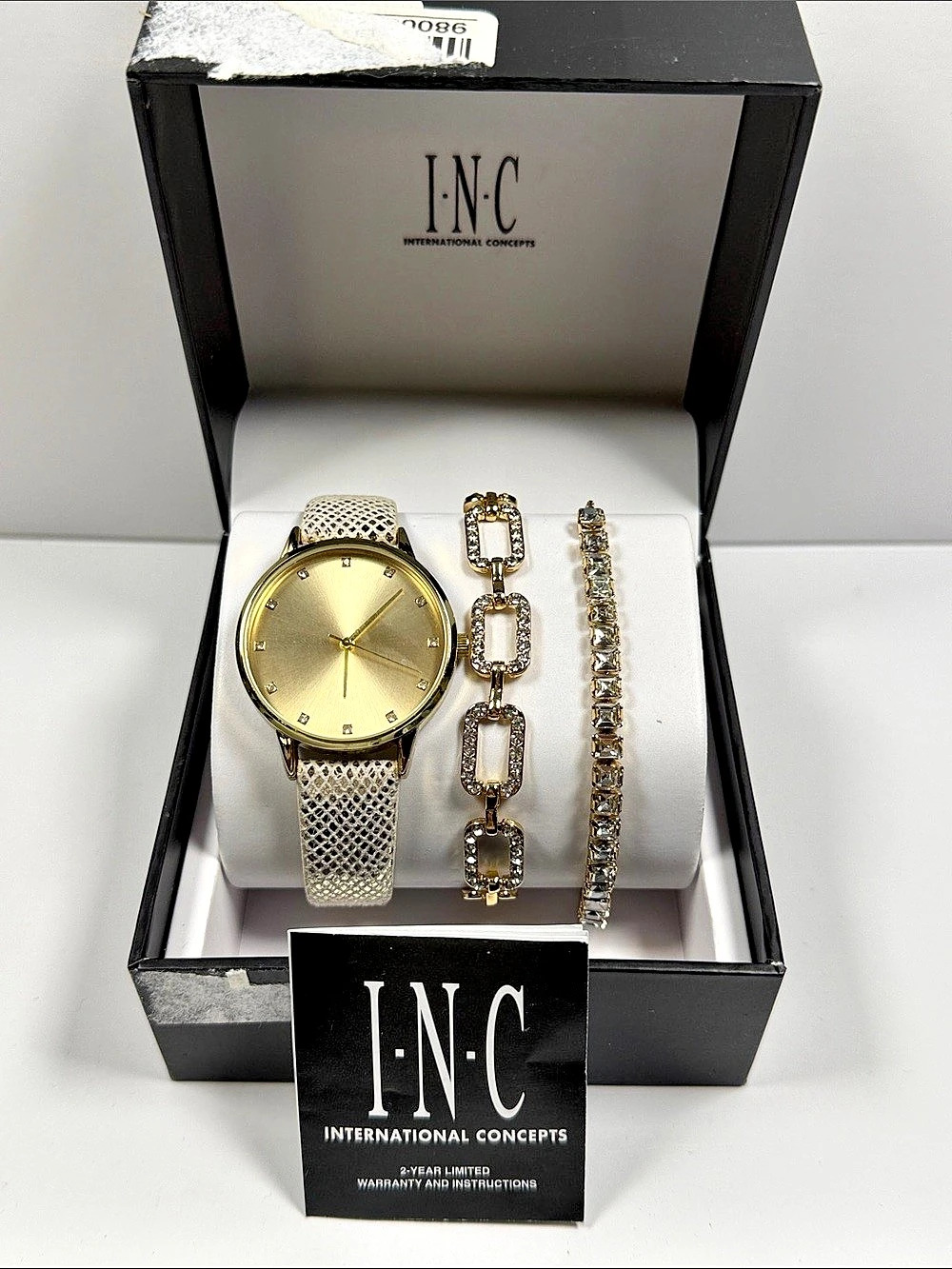 I.N.C Women's Gold-Tone Mesh Watch and Bracelet Set